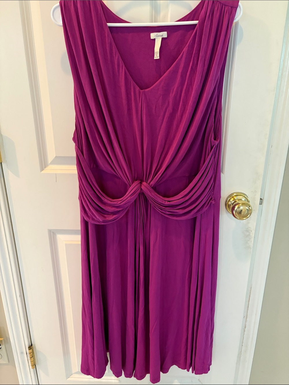 Soma Draped Knot Midi Dress in Magenta-XXL